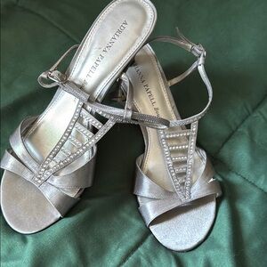 Adrianna Papell Silver Rhinestone Sandals